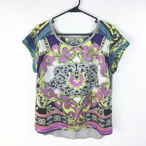 A.N.A paisley Blouse top Gray purple size XL